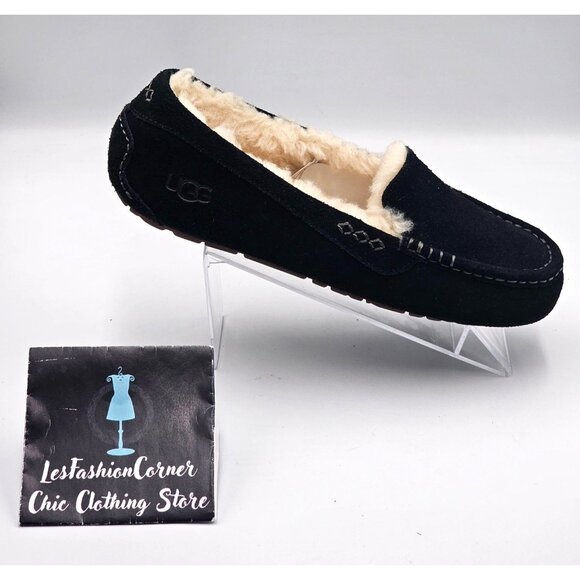 NWT Ugg Women's Black Suede \Ansley Water-Resistant Moccasin Slippers Sz 11 2998 - Picture 16 of 16